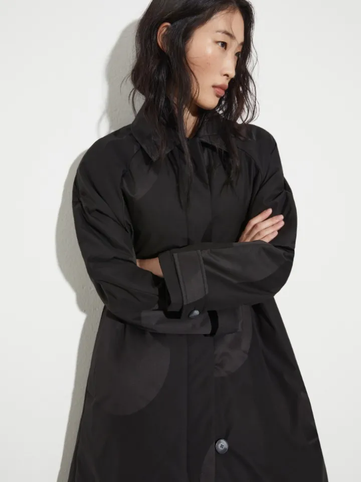 Jacquard padded coat - black