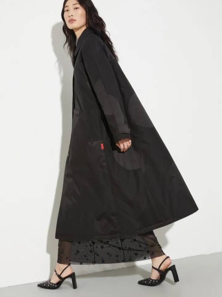 Jacquard padded coat - black