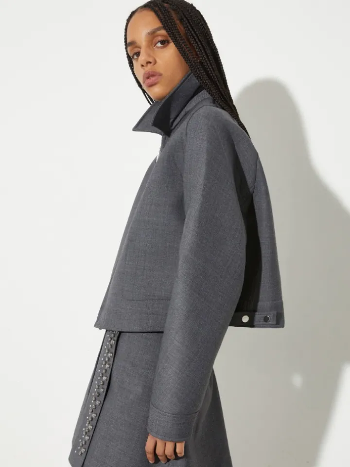 Jersey and grisaille jacket - melange grey