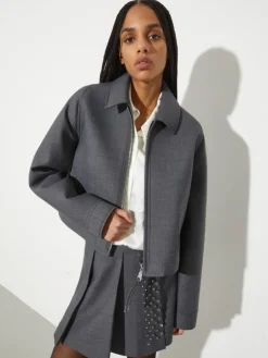 Jersey and grisaille jacket - melange grey