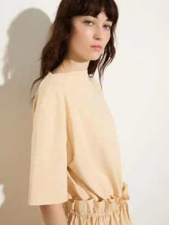Jersey and poplin dress - sand