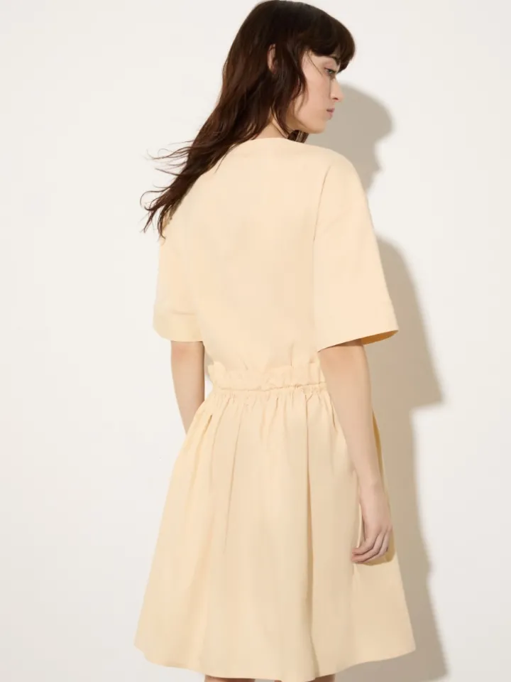 Jersey and poplin dress - sand