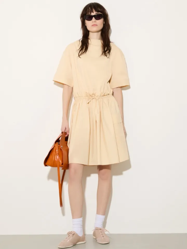 Jersey and poplin dress - sand