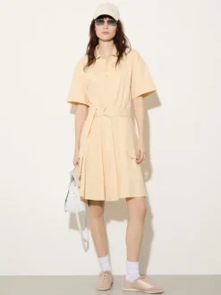 Jersey and poplin polo dress - sand