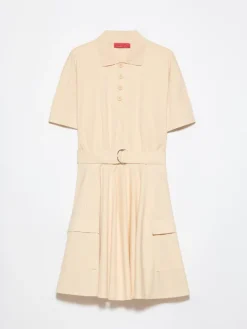 Jersey and poplin polo dress - sand
