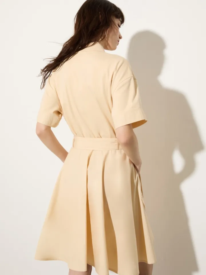 Jersey and poplin polo dress - sand