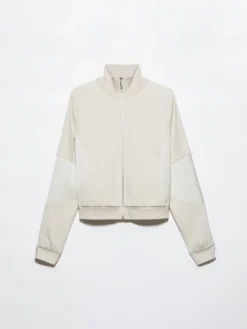 Jersey and satin jacket - mastic