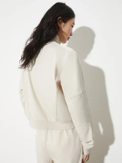 Jersey and satin jacket - mastic