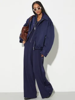 Jersey and satin jacket - navy