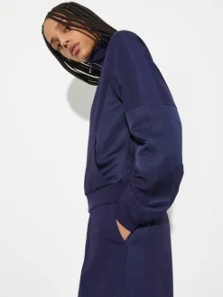 Jersey and satin jacket - navy