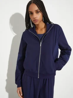 Jersey and satin jacket - navy