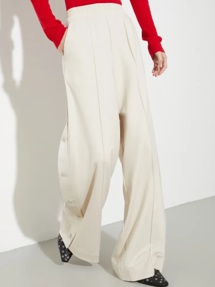 Jersey and satin joggers - mastic
