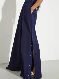 Jersey and satin joggers - navy