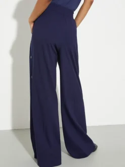 Jersey and satin joggers - navy