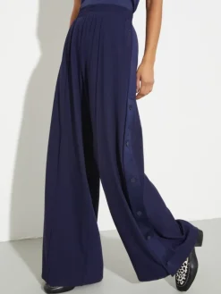 Jersey and satin joggers - navy