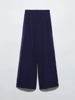 Jersey and satin joggers - navy