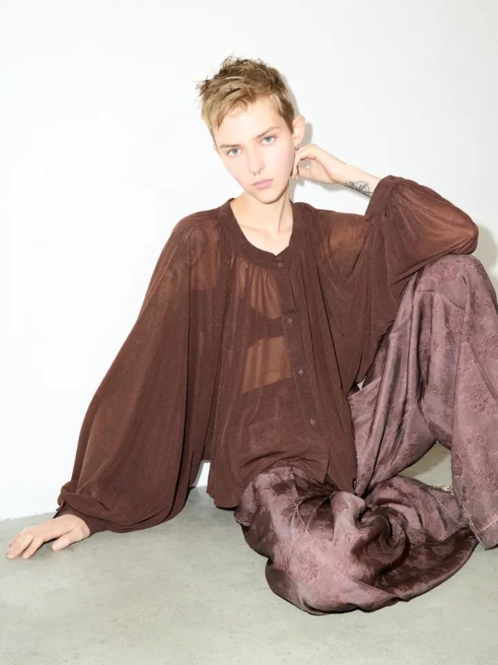 Jersey circle shirt - chocolate