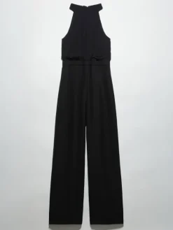 Jumpsuit in envers satin and georgette - black