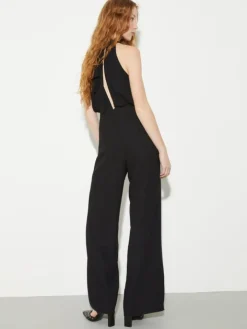 Jumpsuit in envers satin and georgette - black