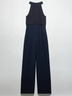 Jumpsuit in envers satin and georgette - ultramarine