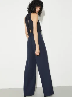 Jumpsuit in envers satin and georgette - ultramarine