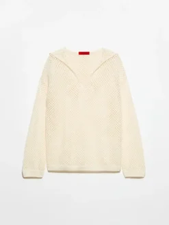 Knitted mesh hoodie - milk