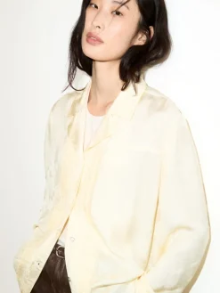 Lace-trimmed jacquard shirt - banana
