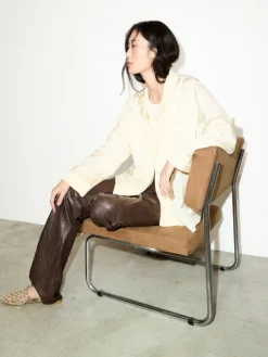 Lace-trimmed jacquard shirt - banana