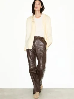 Lace-trimmed jacquard shirt - banana