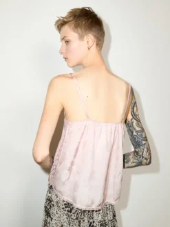 Lace-trimmed jacquard top - pink