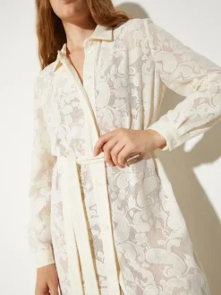 Lacy jersey shirt dress - milk