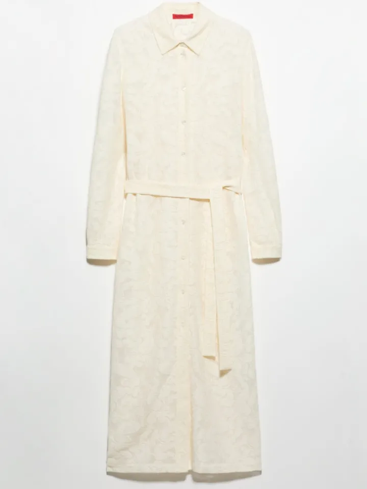 Lacy jersey shirt dress - milk