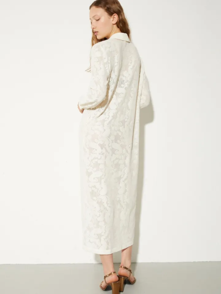 Lacy jersey shirt dress - milk