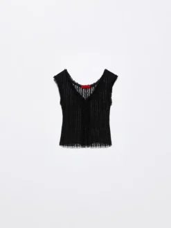 Lacy jersey top - black
