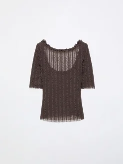 Lacy jersey T-shirt - brown