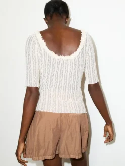 Lacy jersey T-shirt - ecru