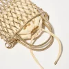 Laminated braided mini bag - gold