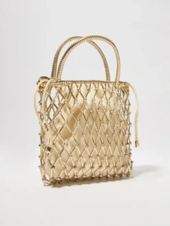 Laminated braided mini bag - gold