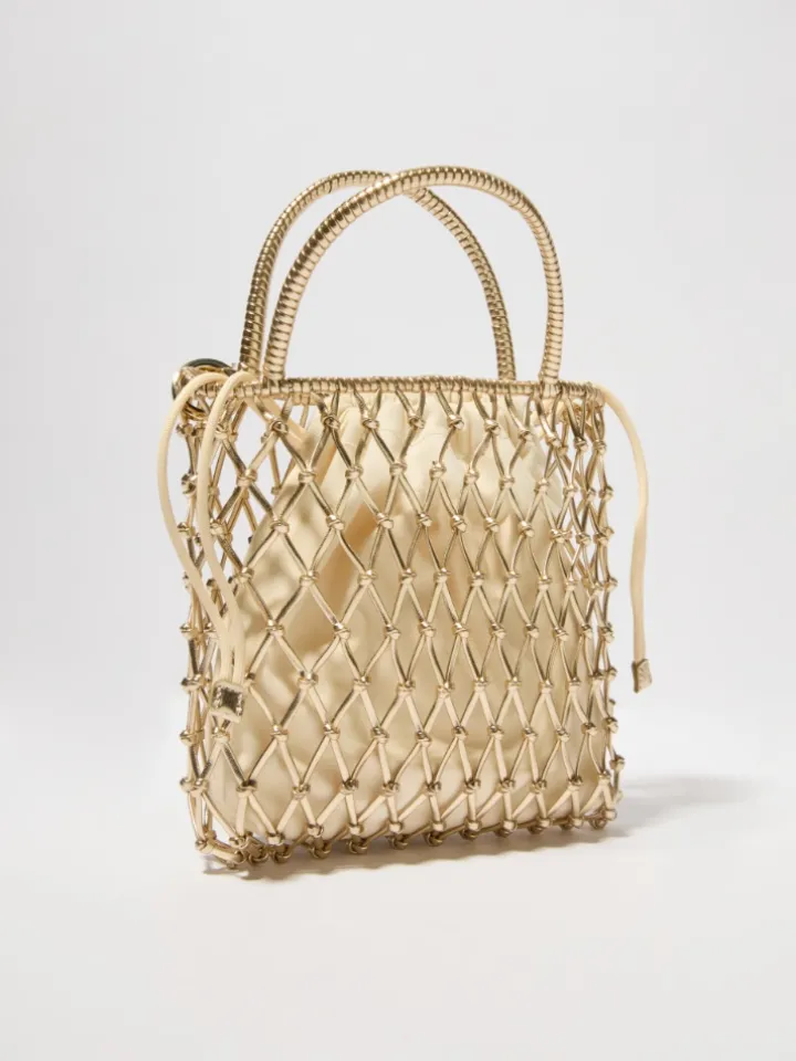 Laminated braided mini bag - gold