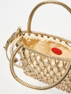 Laminated braided mini bag - gold