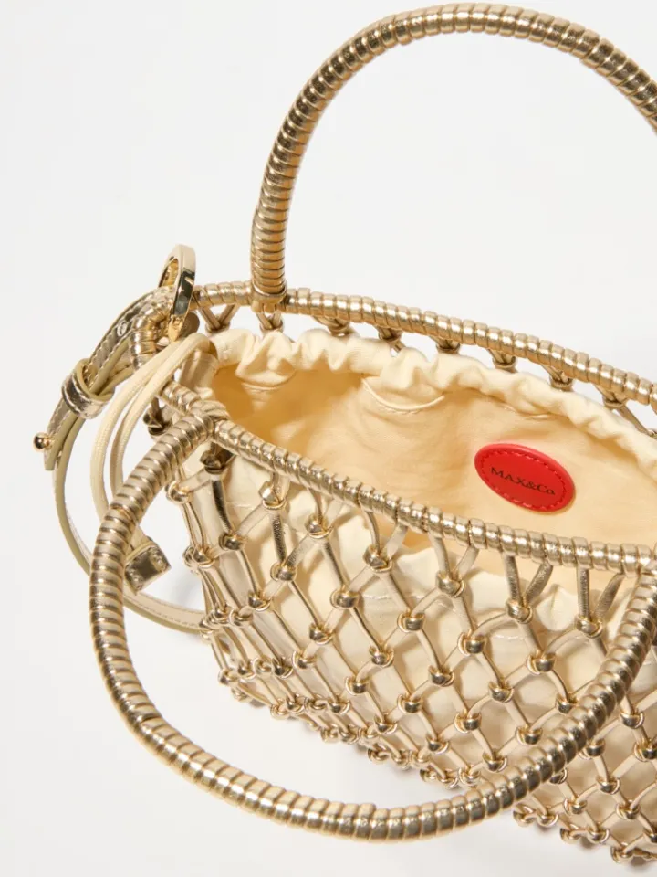 Laminated braided mini bag - gold