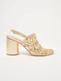 Laminated braided mules - gold