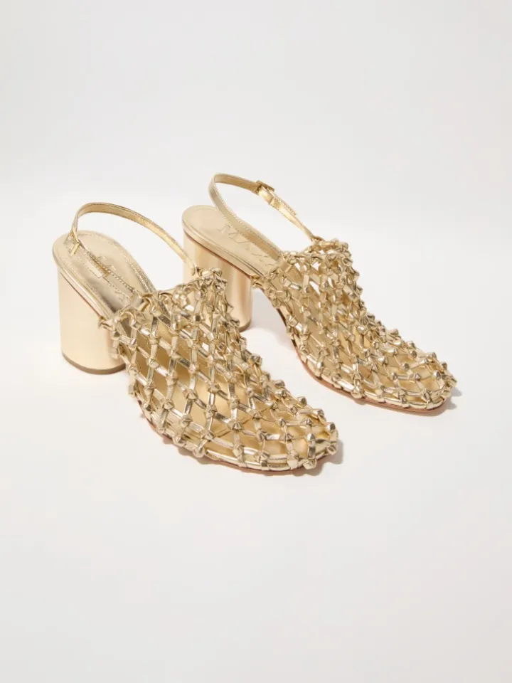 Laminated braided mules - gold