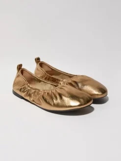 Laminated leather ballet flats - bronze