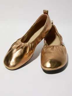 Laminated leather ballet flats - bronze