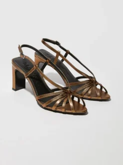 Laminated leather sandals - bronze