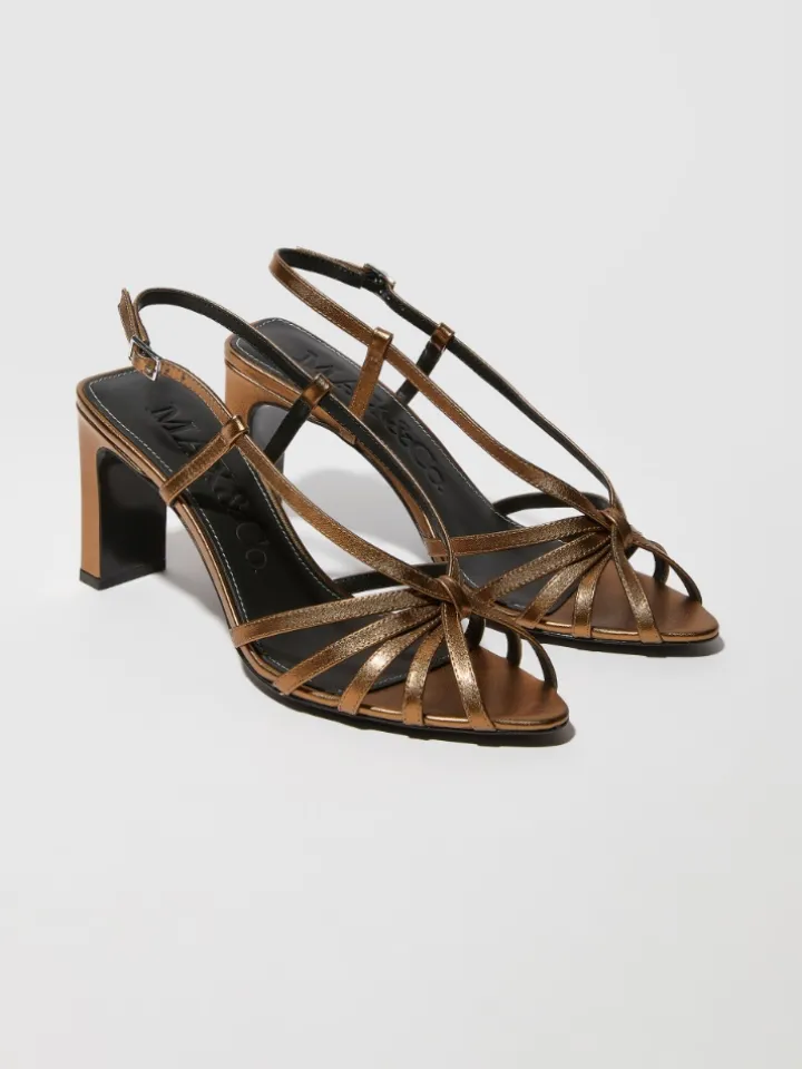 Laminated leather sandals - bronze