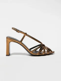 Laminated leather sandals - bronze