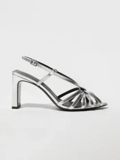 Laminated leather sandals - silver