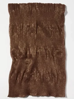 Laminated pleated gauze stole - chocolate